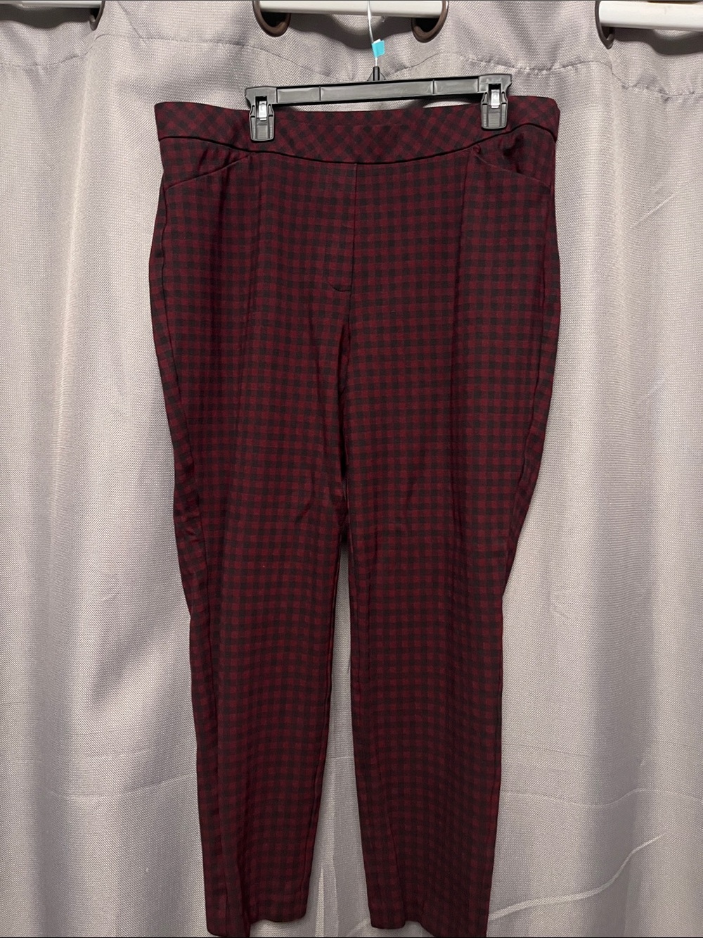 J. Jill Burgundy Check Skinny Ankle Pants